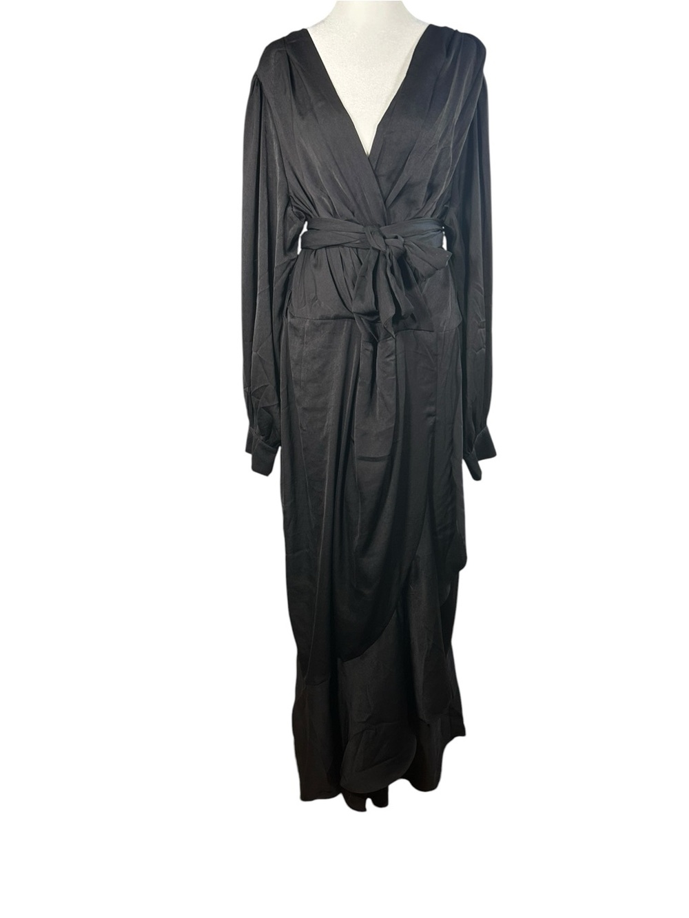 Whimsigoth Satin Maxi Dress Faux Wrap Evening Gown City Chic Large